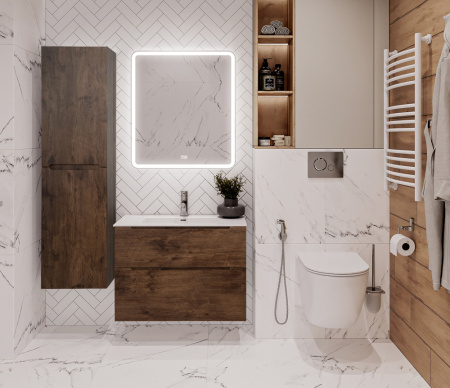 Тумба с раковиной подвесная BelBagno ETNA-H60 90 Rovere Moro, раковина белая