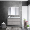 Тумба со стеклянной раковиной подвесная BelBagno KRAFT 90 Cemento Grigio, раковина белая