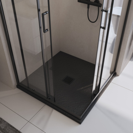 Душевой поддон из искусственного мрамора в комплекте с сифоном BelBagno UNO TRAY-MR-UNO-A-90-35-NERO-NO