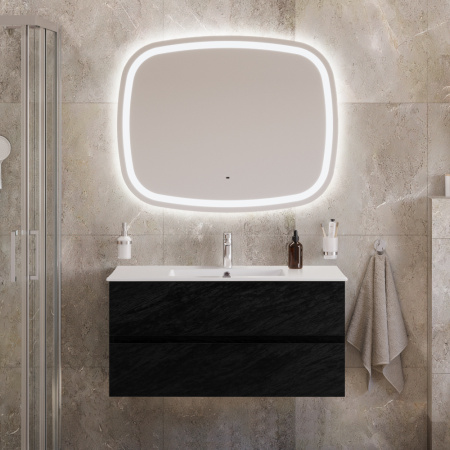 Тумба с раковиной подвесная CEZARES MOLVENO 46 100 Nero, раковина белая CZR-8002-100 Тумба с раковиной подвесная CEZARES MOLVENO 46 100 Nero, раковина белая CZR-8002-100