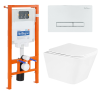 Комплект 3 в 1 Унитаз подвесной с сиденьем BelBagno DUE BB3103CHR/SC + Система инсталляции для унитазов BelBagno BB002-80  с кнопкой смыва BB018-GV-BIANCO