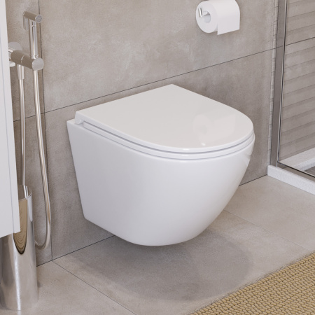 Унитаз подвесной безободковый с сиденьем BelBagno UNO BB3105CHR/SC
