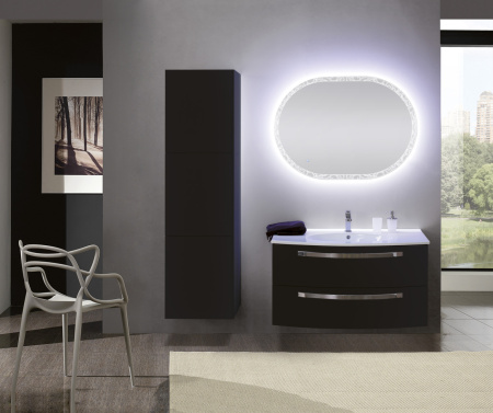 Тумба с раковиной подвесная CEZARES COMFORT 100 Nero lucido, раковина белая